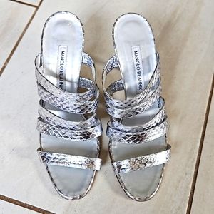 Manolo Blahnik Metallic Strappy Heels EUC [size 37.5]